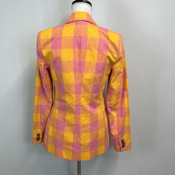Free Assembly Blazer Jacket size Small Pink Yellow Orange Black Stretch Career - Picture 10 of 11